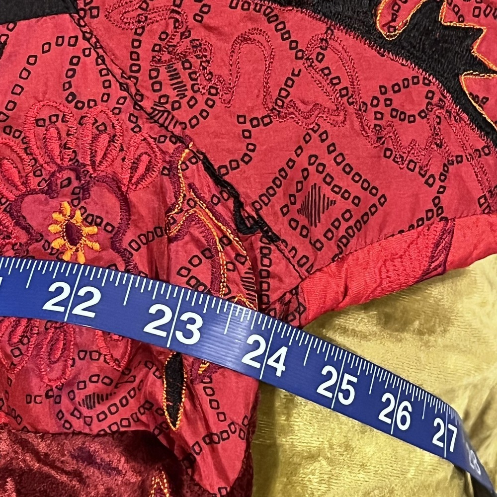 Chicos Patchwork Jacket Womens 3 Embroidered Silk… - image 5